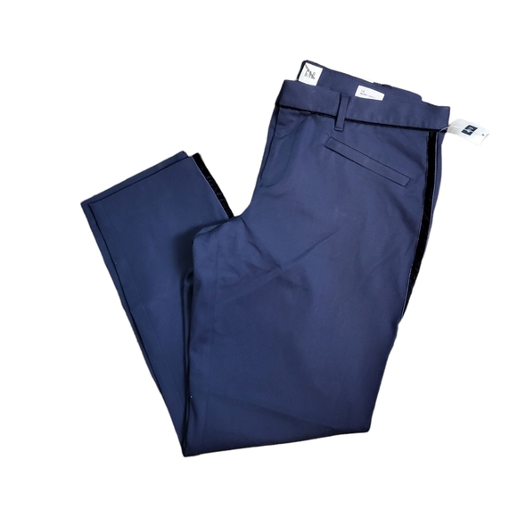 NWT Gap Skinny Ankle Navy Velvet Trim Split Ankle Pants - Picture 2 of 14